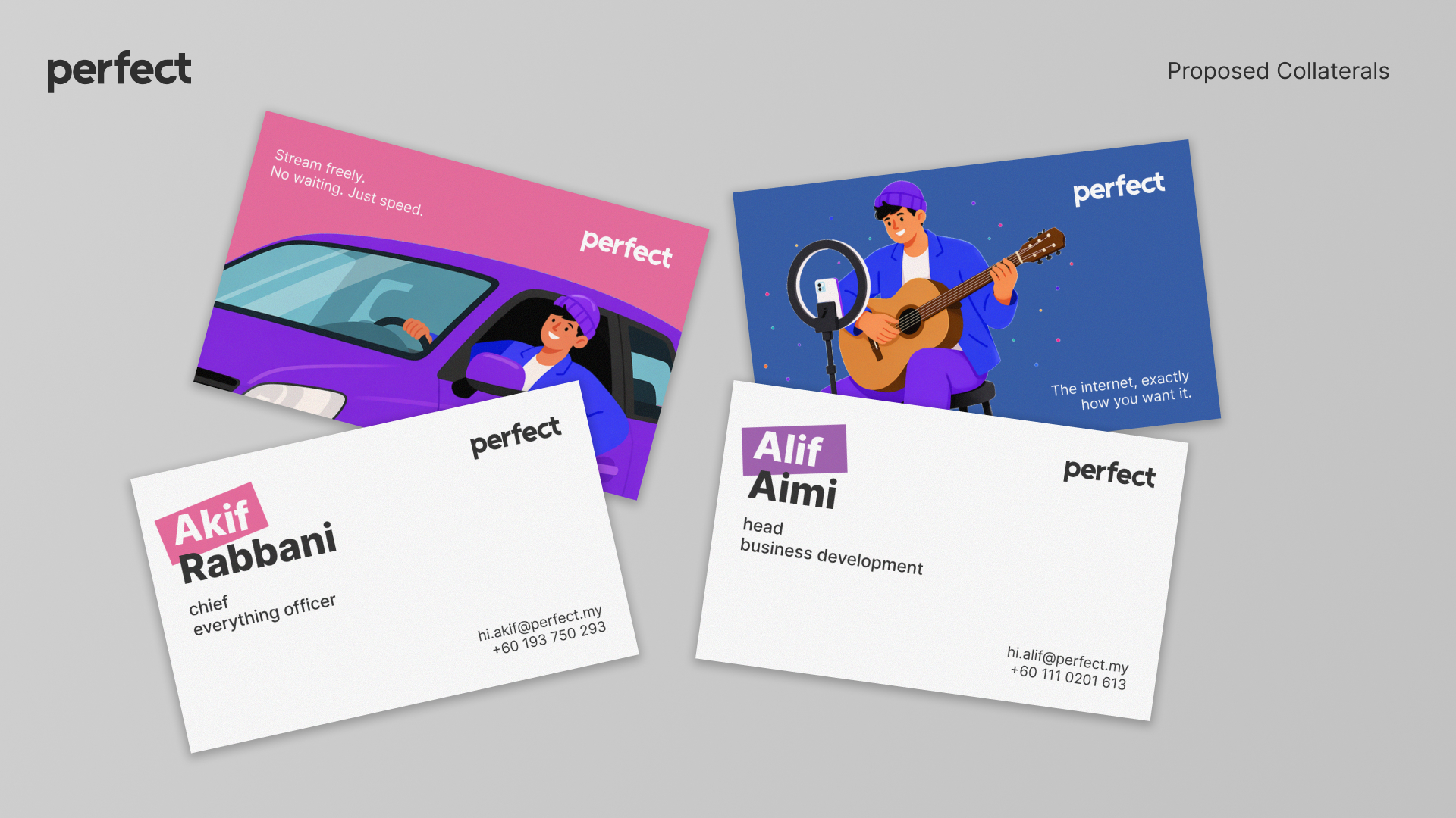 Perfect business cards and postcard collateral