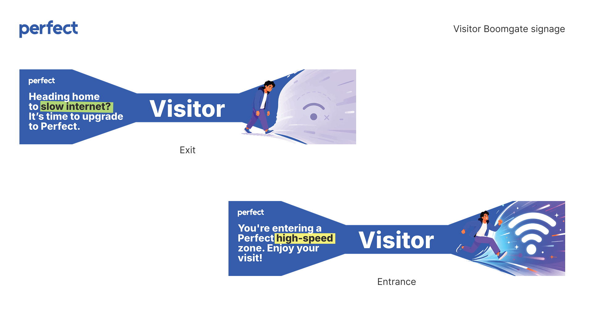 Perfect visitor boom gate signage for arrivals and departures